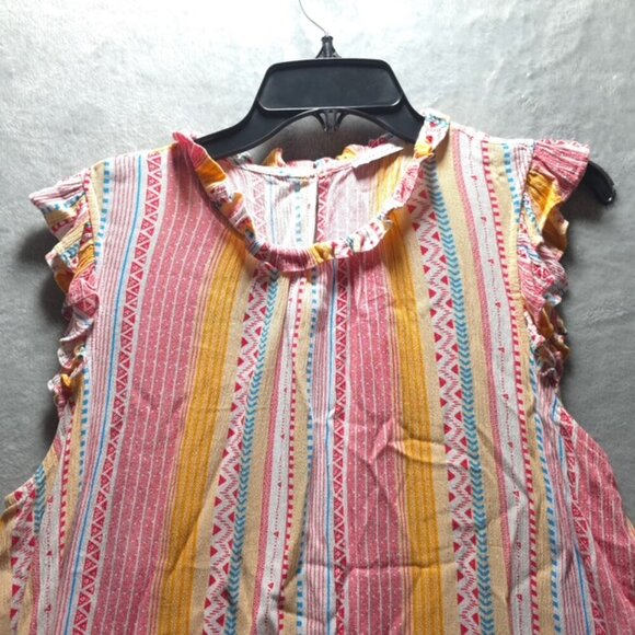 Staccato Women's Flutter Sleeve Top – Size‎ Large – Vibrant Colors – Pre-Owned - Picture 2 of 10